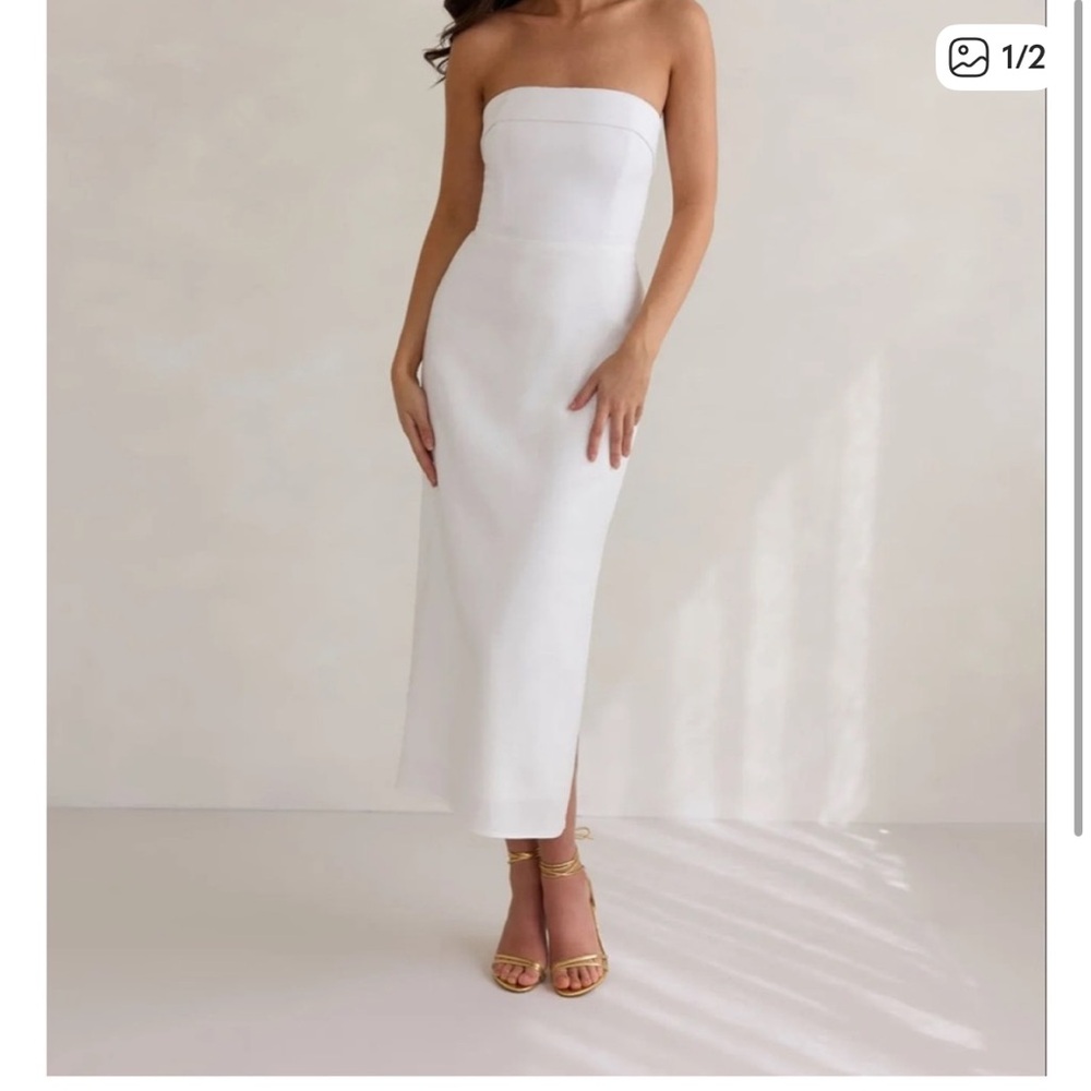 Park & Fifth Strapless White Maxi Dress